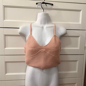 Aerie Pink Knit Crop Top medium new